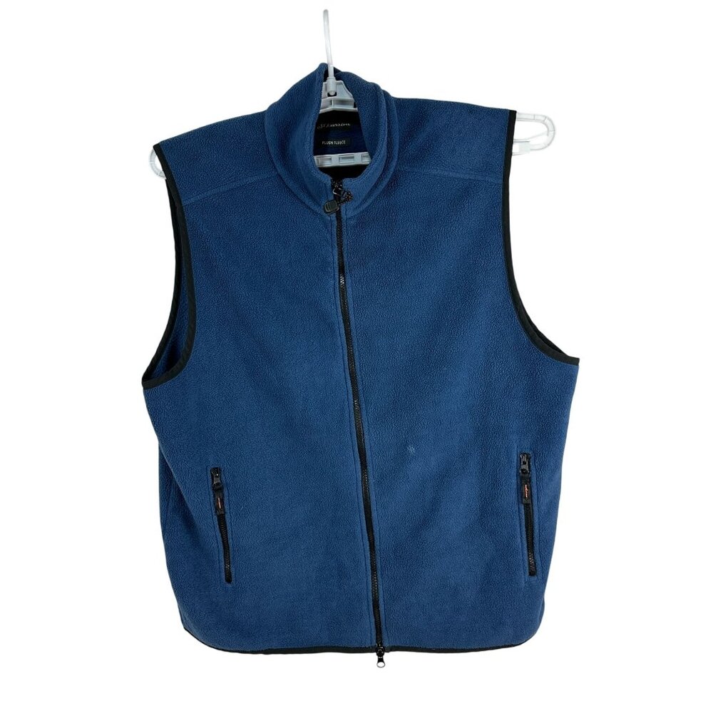 St. Johns Bay Mens Fleece Vest Plush Blue Large Full-Zip Warm Casual Outerwear